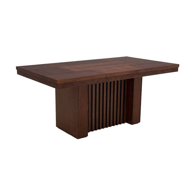 Juego de comedor Bourbon de 7 piezas con mesa de madera de pino y acabado en color café, de aproximadamente 181 cm de largo.
