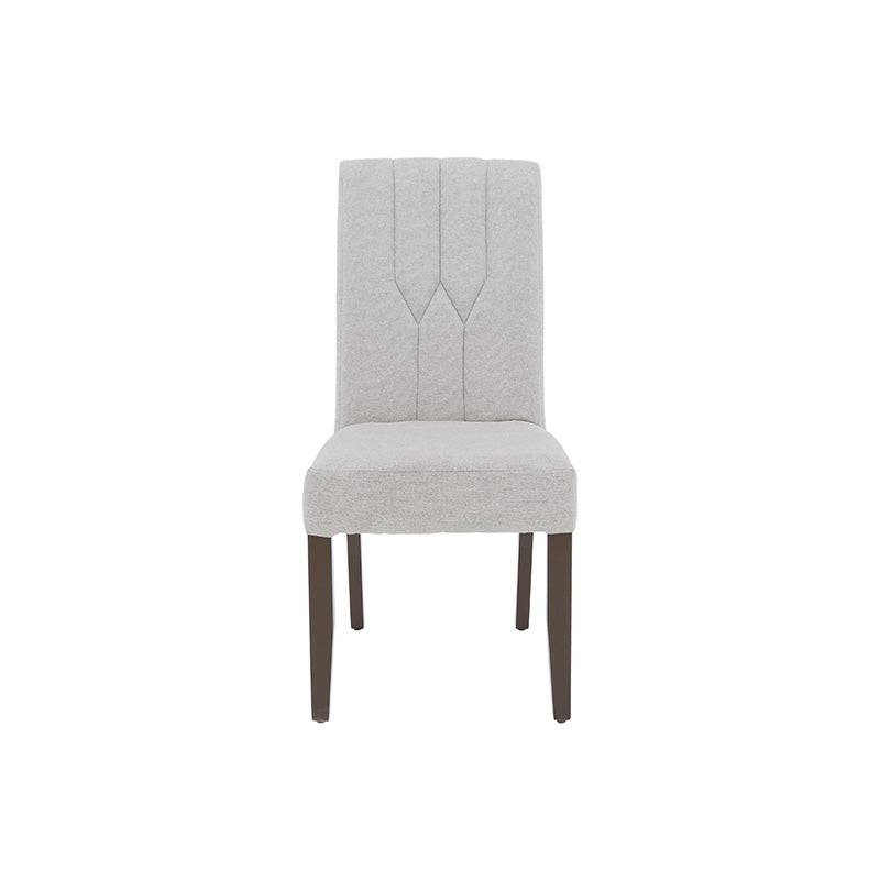 Silla de comedor Amara de Deurope.com.mx, estructura moderna y asiento acolchado en color gris, ideal para espacios elegantes.