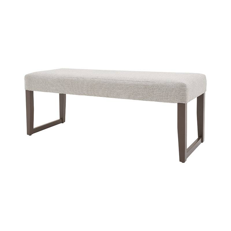 Banca para comedor Amara de deurope.com.mx, estructura de madera con asiento acolchado en color neutro.