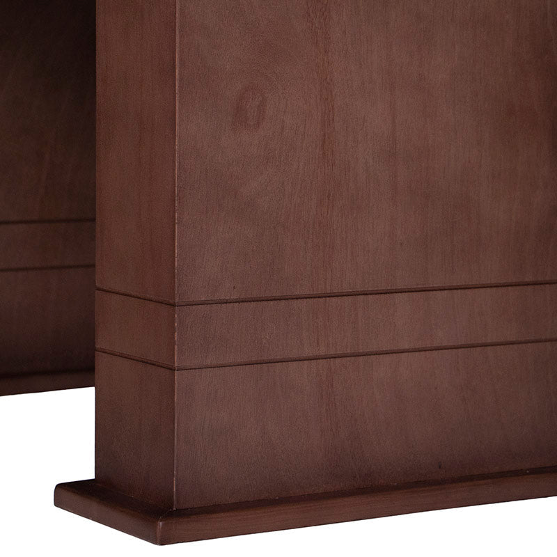 Juego de comedor Quetzal de 7 piezas en madera de nogal con acabado natural, mesa y sillas modernas para comedor.
