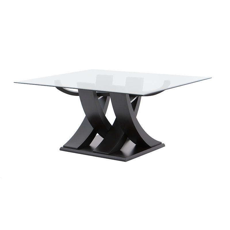 Juego de comedor Aragón de madera nogal con cubierta de cristal, incluye 8 piezas, mesa rectangular de 160 cm de largo.
