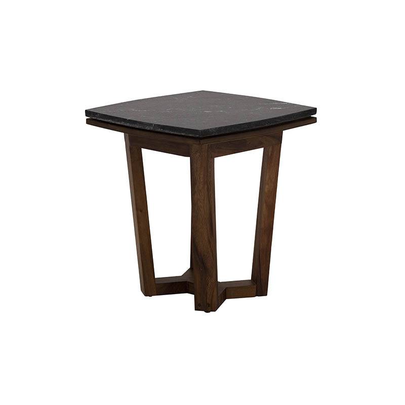 Mesa lateral Montecarlo de Deurope, con superficie de madera y estructura metálica, ideal para sala o habitación.