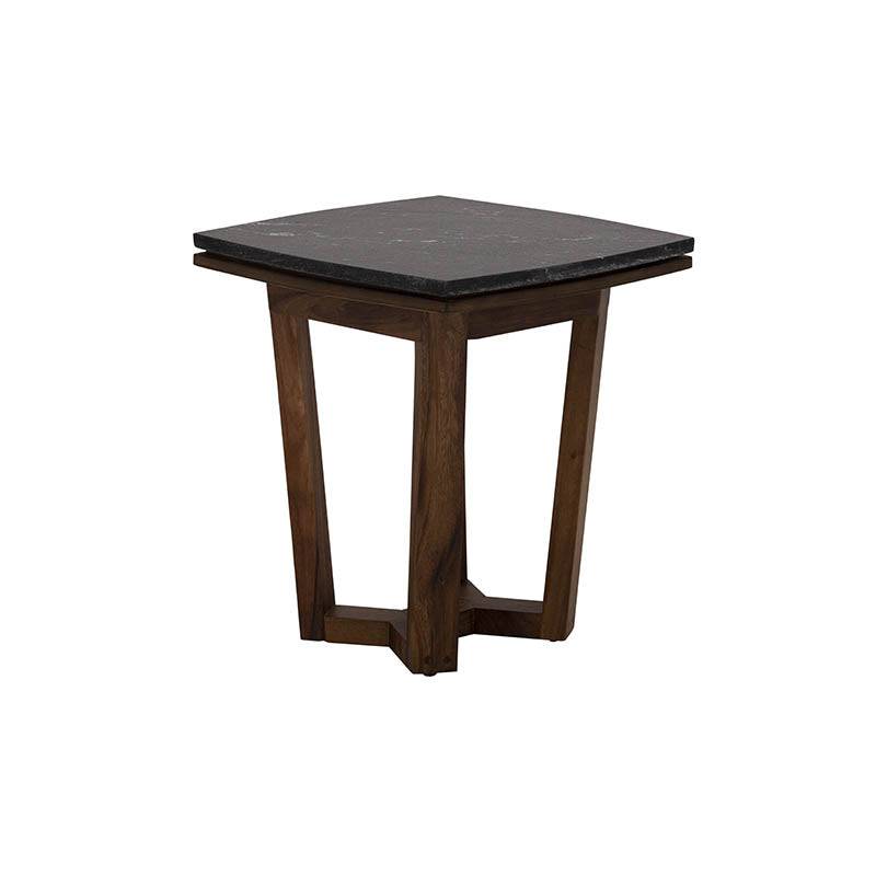 Mesa lateral Montecarlo de madera oscura, moderna y elegante, ideal para decorar y complementar espacios en el hogar.