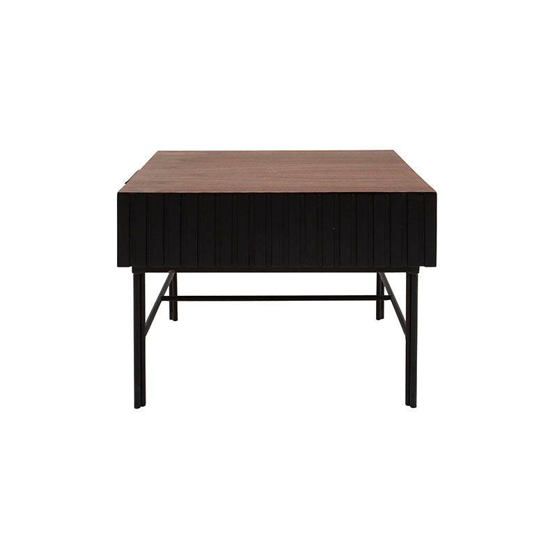 Mesa lateral Jess de madera de pino con chapa de nogal en color negro, con dimensiones de 60x55x60 cm, deoupe.com.mx