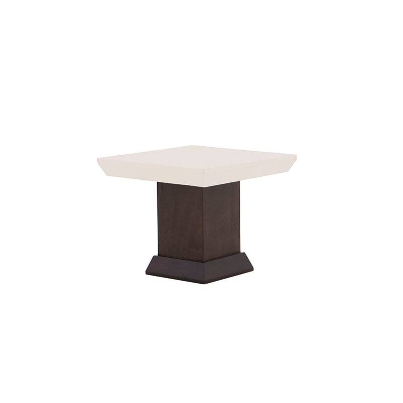 Mesa lateral Mond de color tabaco con chapa de caoba y cubierta de mármol, tamaño 60x50x60 cm, deurope.com.mx
