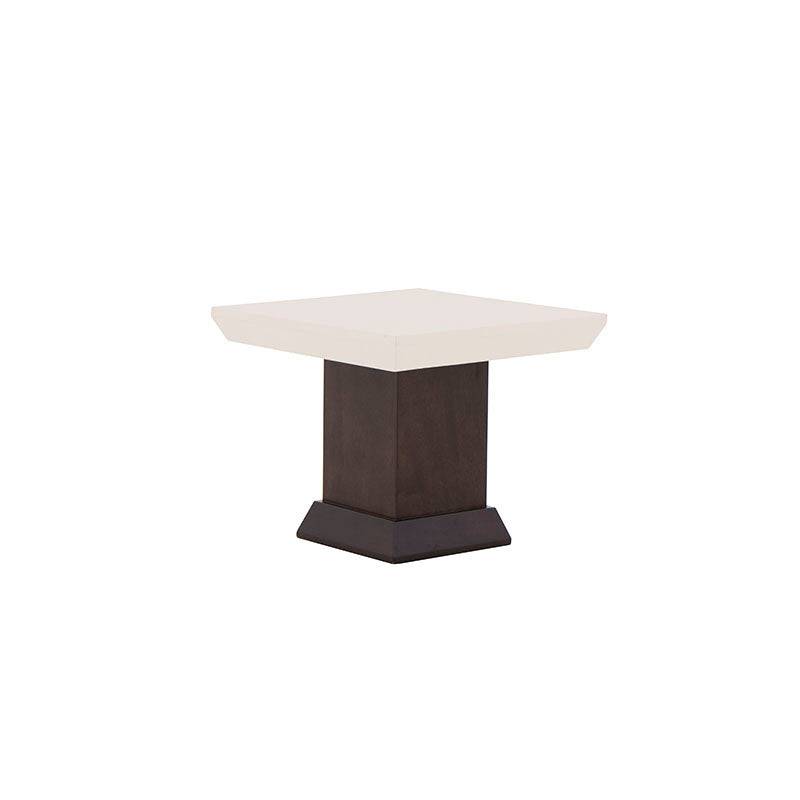Mesa lateral Mond de madera con chapa de caoba y cubierta de mármol en color tabaco, tamaño 60x50x60 cm.
