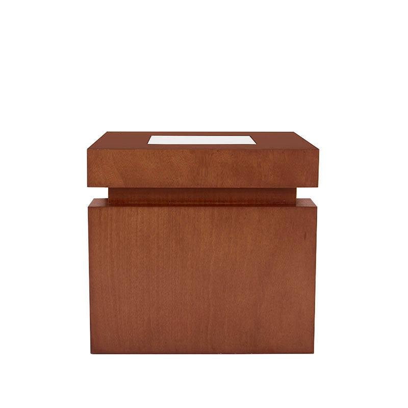Mesa lateral Tamayo de madera en chapa de caoba con placa de mármol, dimensiones 60x60x60 cm, deurope.com.mx