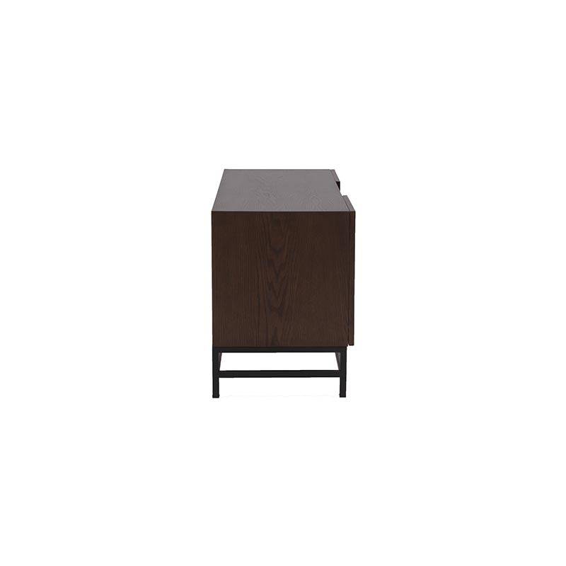 Mueble para TV Hermes de madera de encino, de aproximadamente 120 cm de ancho, 55 cm de alto y 40 cm de fondo, en acabado natural