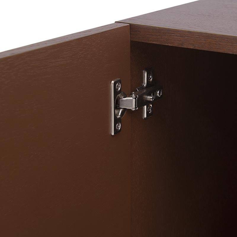 Mueble para TV Hermes de madera de encino, frente, 120 cm de ancho, 55 cm de alto y 40 cm de fondo, estilo moderno.