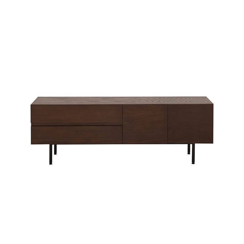 Mueble de TV Zeus de madera para sala, con espacio de almacenamiento y diseño moderno, en color natural.