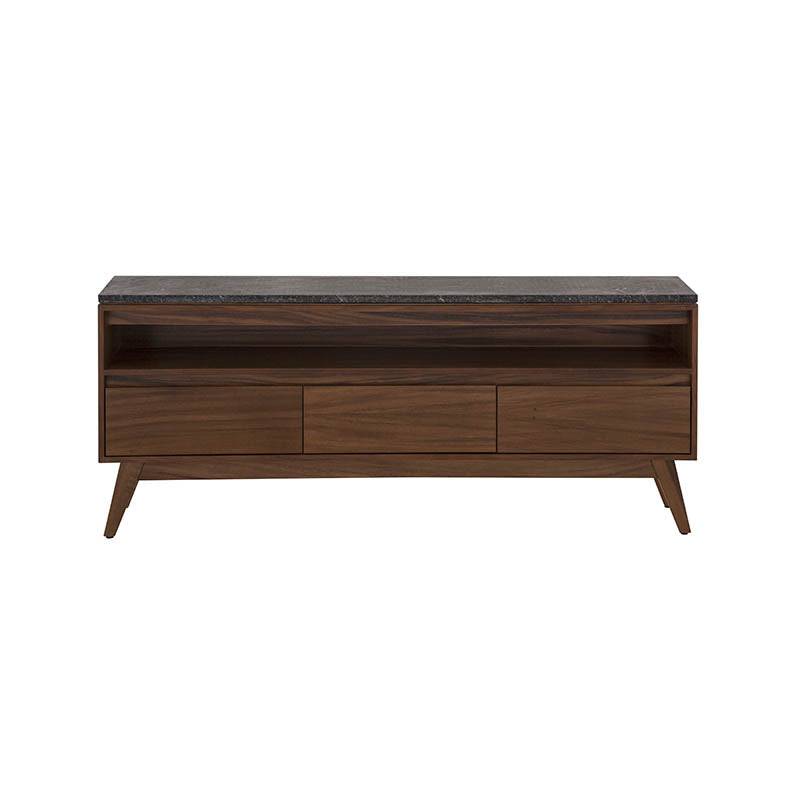 Mueble para TV Montecarlo de madera oscura, diseño elegante y moderno, ideal para sala de estar.