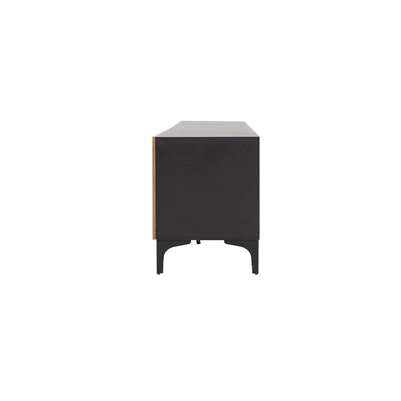Mueble para TV Lazy de deurope.com.mx en color negro nogal, madera industrializada, con espacio de 160 cm de ancho y 54 cm de alto.