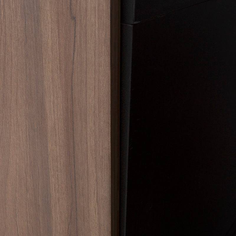 Mueble para TV Lazy de color negro nogal, de madera industrializada, con espacio para televisión y almacenamiento, 160 cm de ancho.