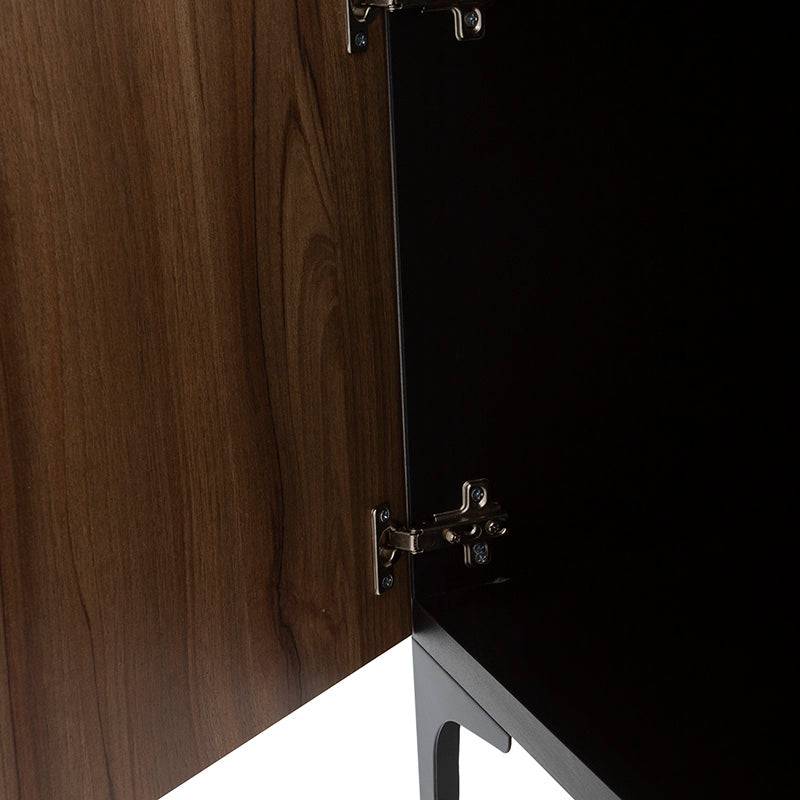Mueble para TV Lazy de Deurope en color negro nogal, madera industrializada, con espacio para pantalla de 160 cm y almacenamiento.