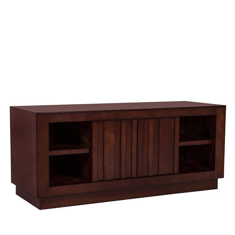 Mueble para TV Quebec de madera de nogal, encino y okume, con diseño moderno y tamaño 140x60x50 cm.