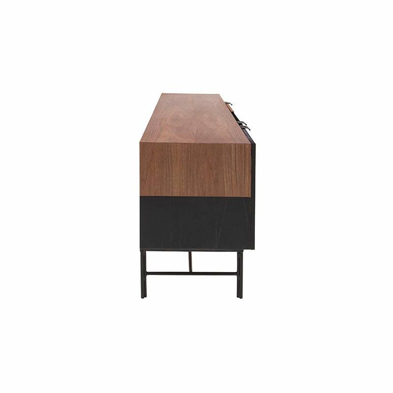 Mueble para TV Jess de DEurope.com.mx en nogal negro con acabado de madera, 200 cm de ancho, 60 cm de alto y 40 cm de fondo.