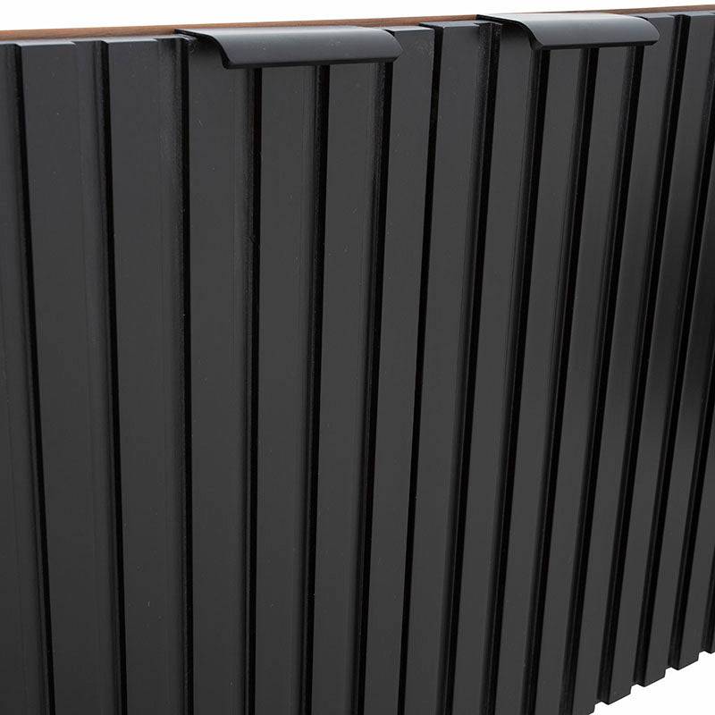 Mueble para TV Jess de madera de nogal y pino industrializado, negro, con 200 cm de ancho, 60 cm de alto y 40 cm de fondo.