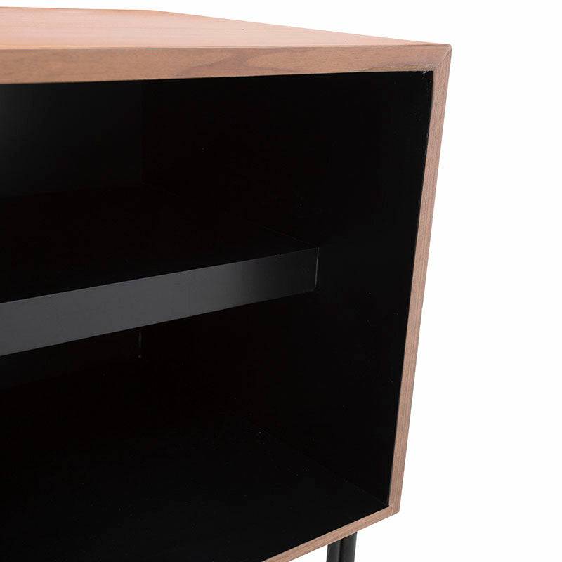 Mueble para TV Jess de Deurope en madera de pino con acabado nogal negro, 200x60x40 cm, estilo industrial y moderno.