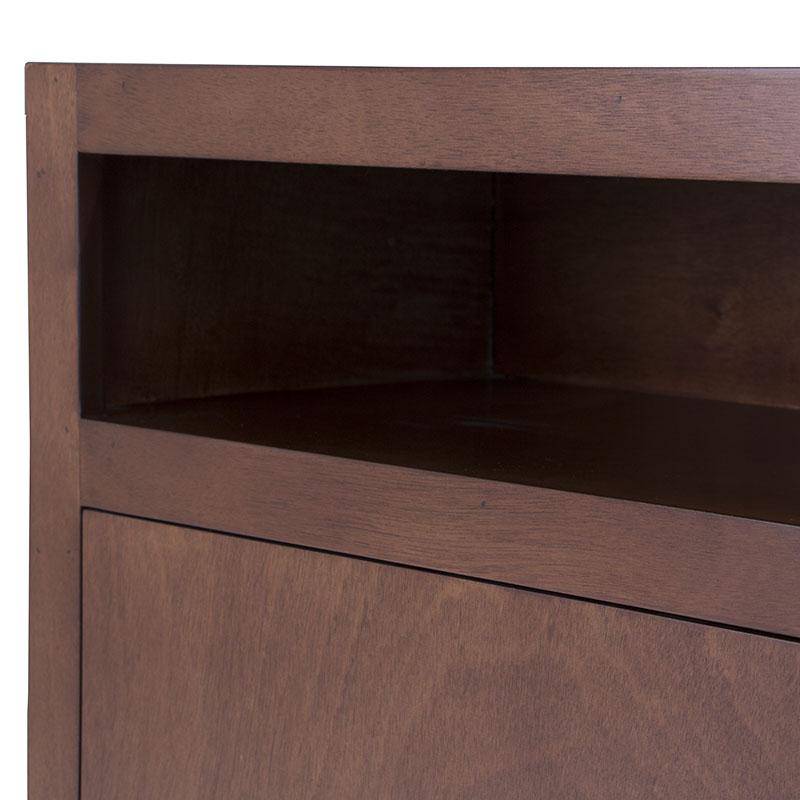 Mueble para TV Tamayo en madera de caoba con acabado tabaco, frente de 160 cm, alto 70 cm y fondo 30 cm, deurope.com.mx