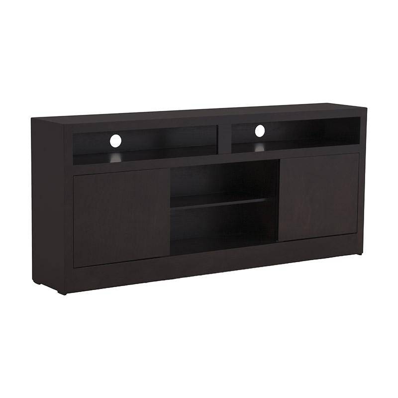 Mueble para TV Tamayo de Deurope en chapa de caoba, con diseño en color tabaco, frente de 160 cm y altura de 70 cm.