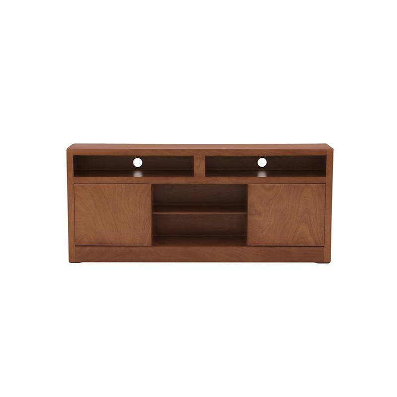 Mueble para TV Tamayo de madera de caoba en tono tabaco, con espacio para televisión y almacenamiento, medidas 160x70x30 cm.