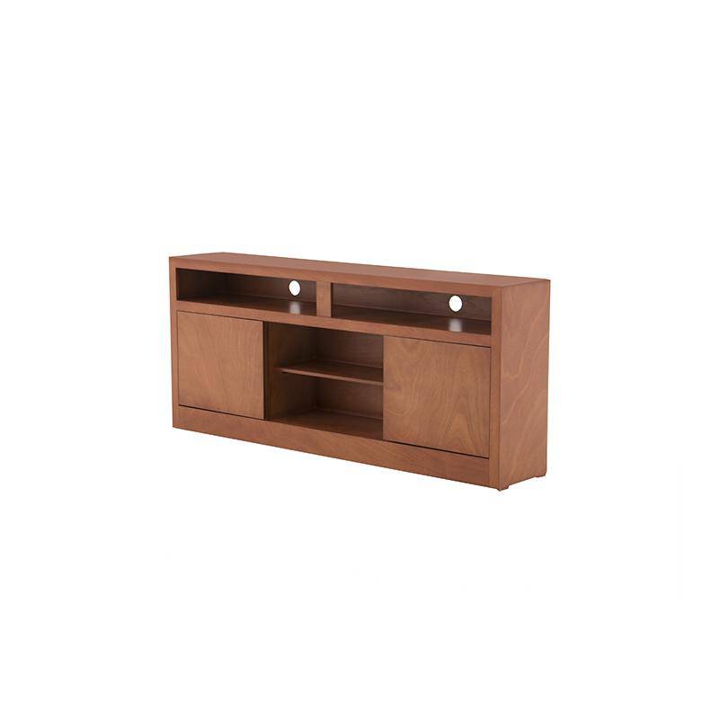 Mueble para TV Tamayo de madera de caoba en tono tabaco, con superficie de 160 cm de ancho y acabado elegante.
