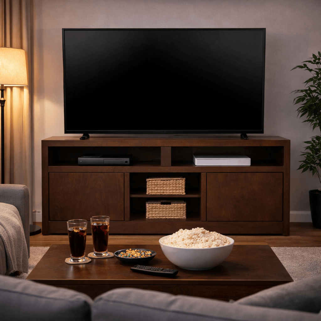 Mueble para TV Tamayo de madera de caoba en tono tabaco, con 160 cm de ancho, 70 cm de alto y 30 cm de fondo.