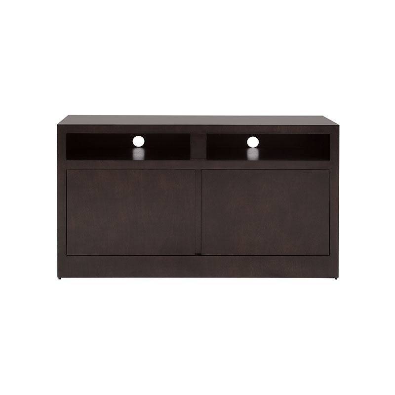 Mueble para TV Tamayo en acabado wengué, con chapa de caoba, frente de 120 cm, alto 70 cm y fondo 30 cm, deurope.com.mx