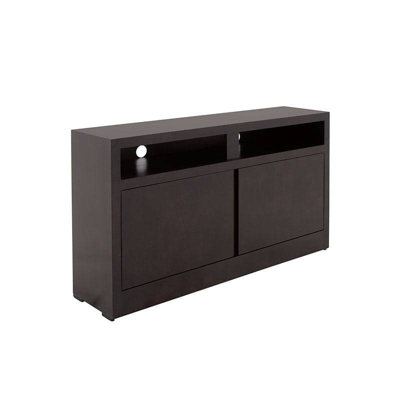 Mueble para TV Tamayo de madera wengué con chapa de caoba, 120 cm de ancho, 70 cm de alto, 30 cm de fondo, en acabado elegante