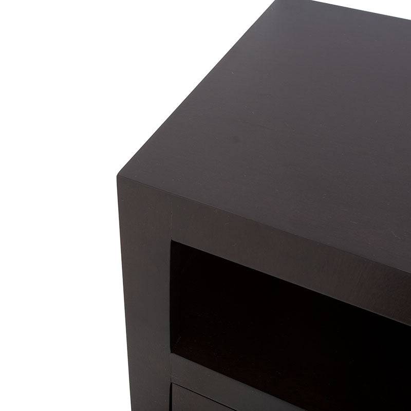 Mueble para TV Tamayo de madera en acabado wengué con chapa de caoba, frente, 120 cm de ancho, alto 70 cm, fondo 30 cm