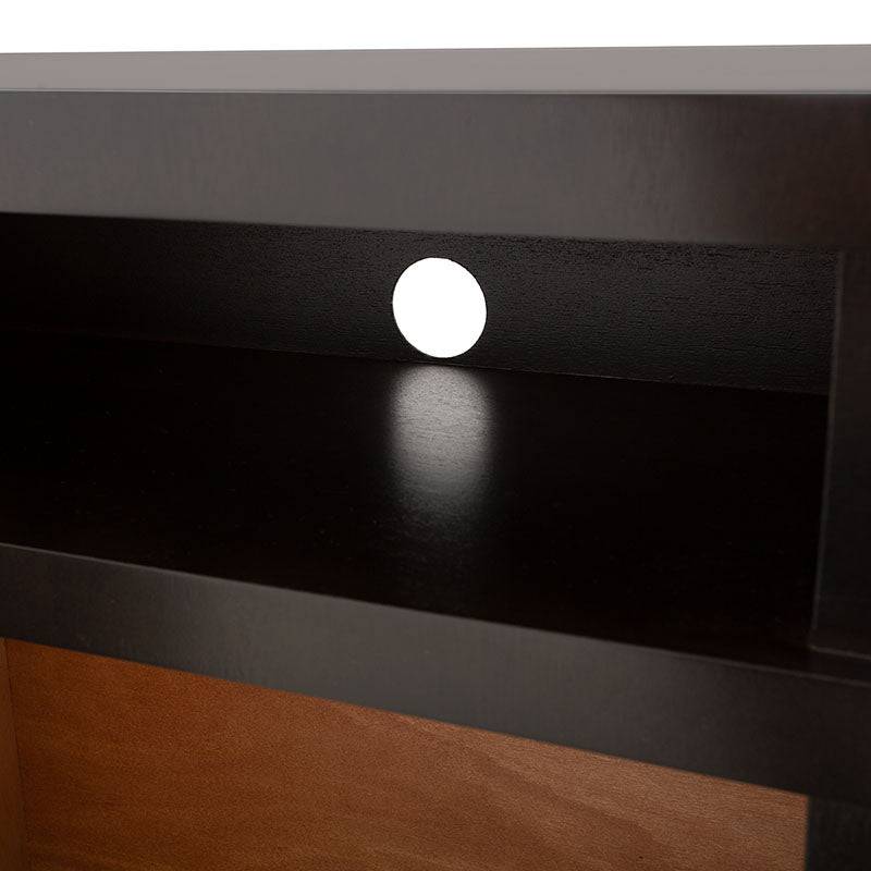 Mueble para TV Tamayo de madera wengue con chapa de caoba, 120 cm de ancho, 70 cm de alto y 30 cm de fondo.