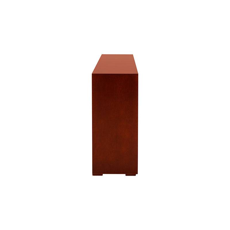 Mueble para TV Tamayo de madera wengue con chapa de caoba, 120 cm de ancho, 70 cm de alto y 30 cm de fondo.