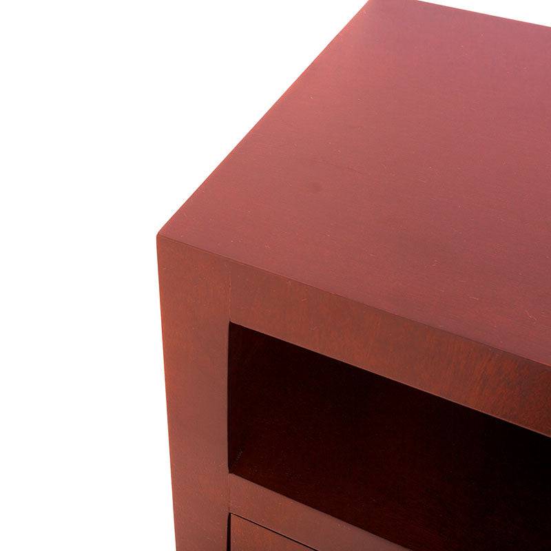 Mueble para TV Tamayo de madera wengue con chapa de caoba, frente de 120 cm, alto 70 cm, fondo 30 cm, deurope.com.mx