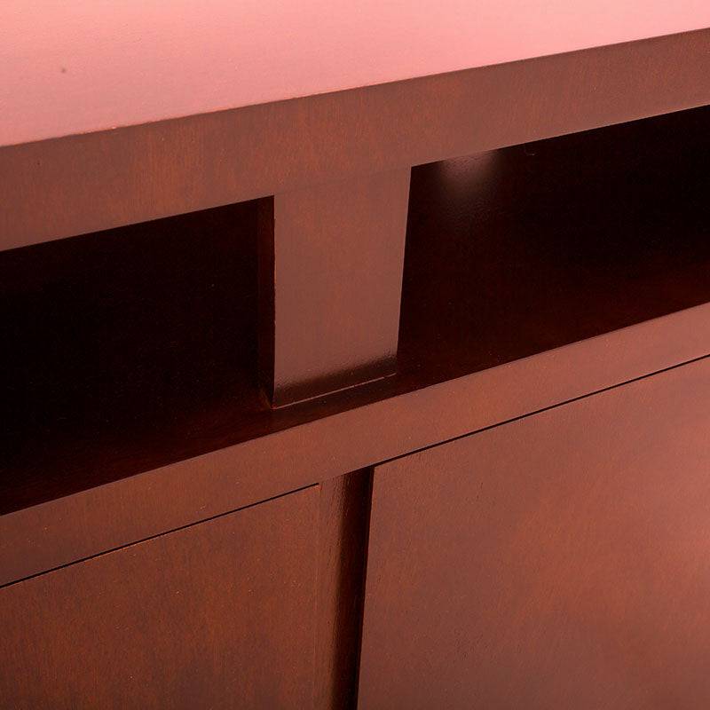 Mueble para TV Tamayo de madera wengué con chapa de caoba, 120 cm de ancho, diseño moderno y espacio para electrónicos.