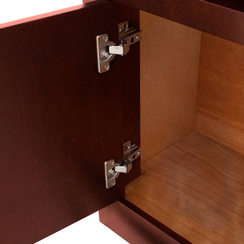 Mueble para TV Tamayo en acabado wengue, de madera con chapa de caoba, con espacio para televisor y almacenamiento.