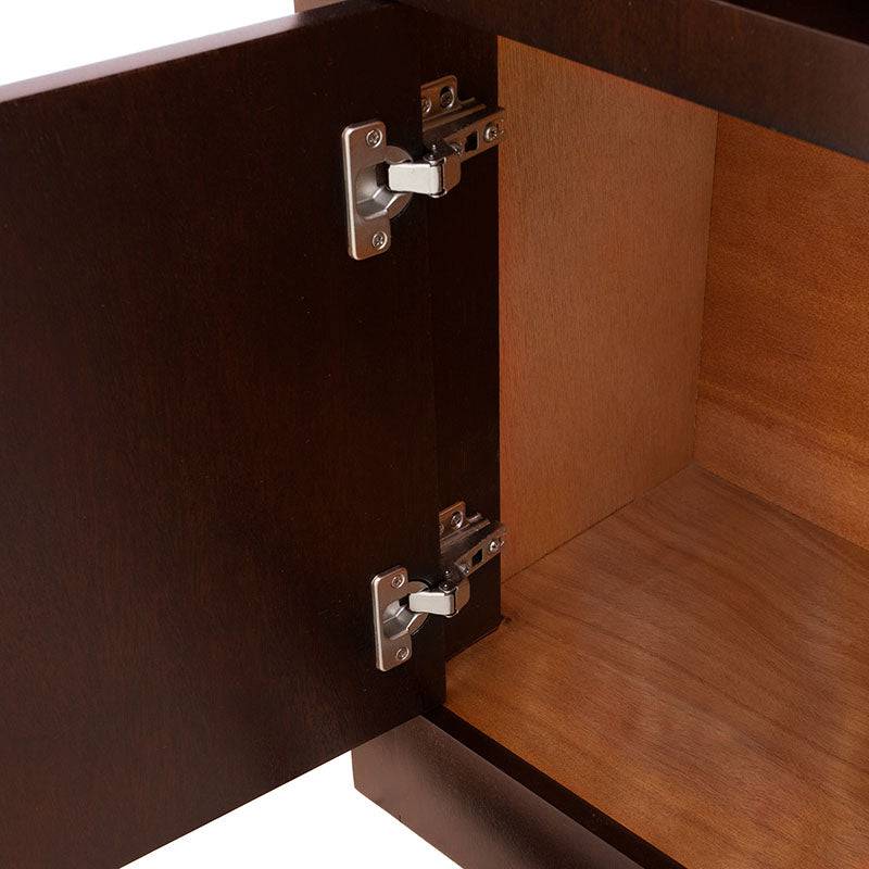 Mueble para TV Tamayo de color wengue con acabado en chapa de caoba, 120 cm de ancho, 70 cm de alto y 30 cm de fondo.