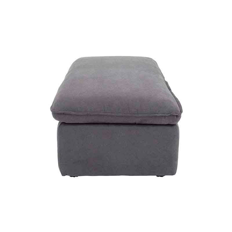 Otomán Calm de Deurope.com.mx en tela gris oscuro, con estructura rectangular y tapizado plano, mide 130 cm de alto y 67 cm de fondo.