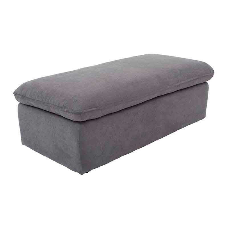Otomán Calm de Deurope en color gris oscuro, tejido plano de fibra, con respaldo y asiento acolchados.