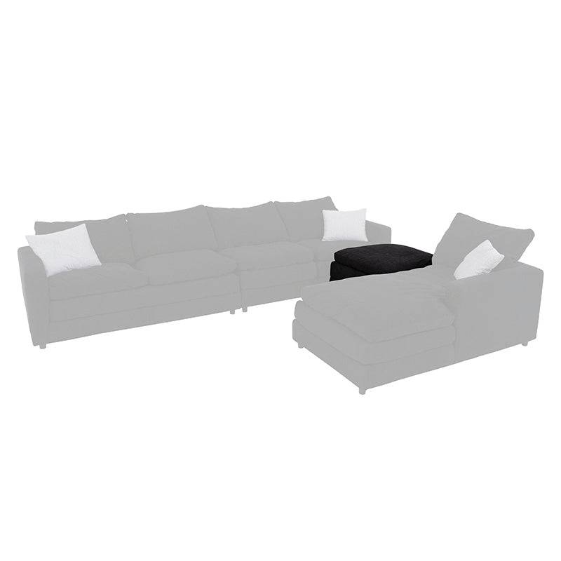 Juego de sala Lazy de 6 piezas en tela negra con otoman, sofá y asientos cómodos, ideal para sala moderna y elegante.