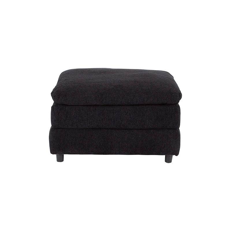Juego de sala Lazy de 6 piezas con sofá y otomán en tela negra, dimensiones de 82x65x82 cm, estilo moderno y cómodo.