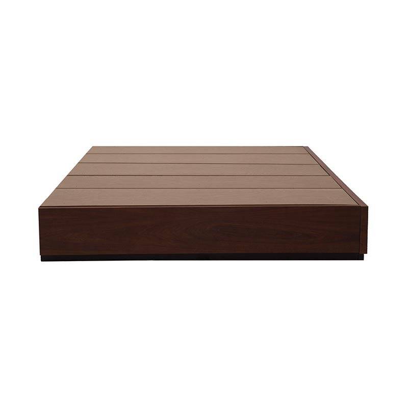 Juego de recámara Bourbon de pino con base de cama y muebles en color café, para un dormitorio elegante y cómodo.