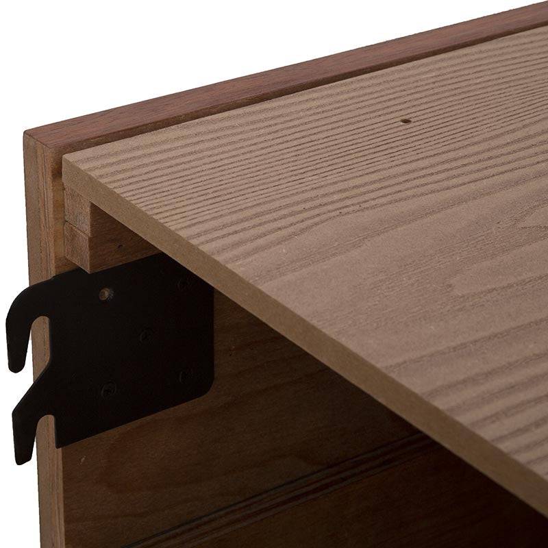 Juego de recámara Bourbon de Europer, 6 piezas en madera de pino estilo café con base de cama y estufada.