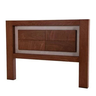 Juego de recámara México de Deurope, cama, cabecera y muebles en madera con diseño moderno y acabado en colores neutros.