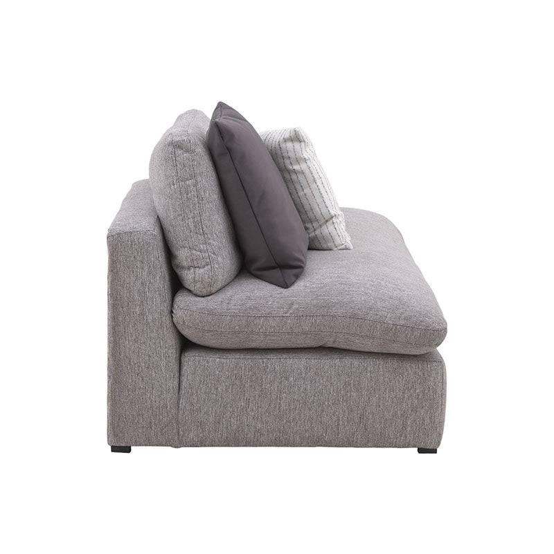 Módulo de sala Nube deupeure.com.mx, sillón central con banca en tela beige con textura suave y estructura de madera de pino.