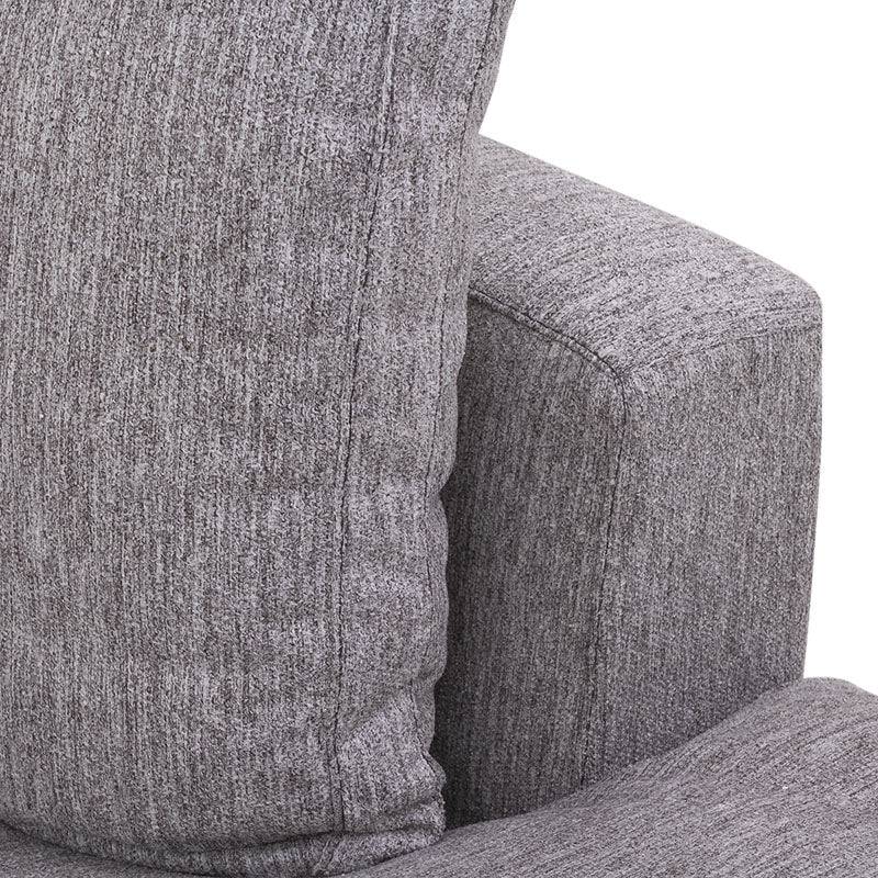 Módulo de sala Nube de Deurope con sillón central y banca en tela beige, estructura de madera de pino, frente con textura suave