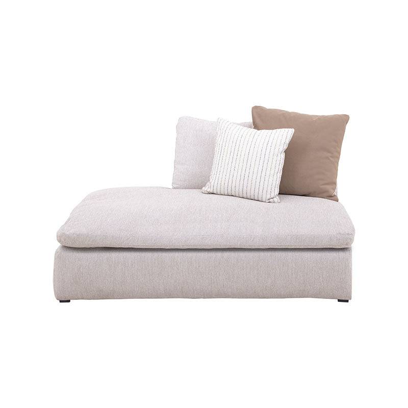 Sillón central de la sala Nube de Deurope en tela beige con banca derecha, estructura de madera de pino, tamaño 165x92x103 cm.