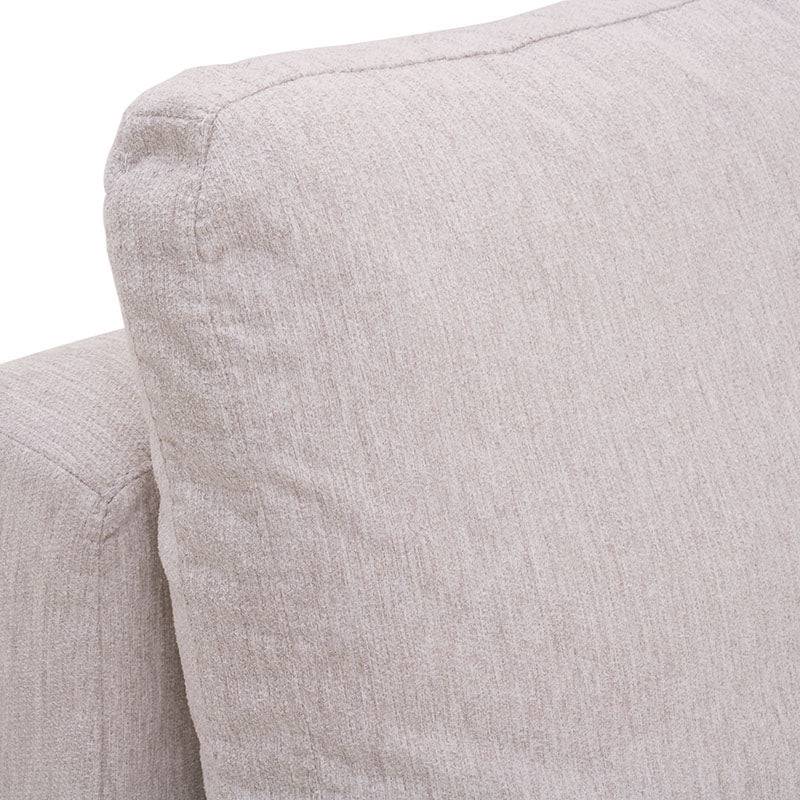Módulo de sala Nube de Deurope.com.mx, sillón central con banca, estructura de madera de pino, tapizado en tela con textura suave.