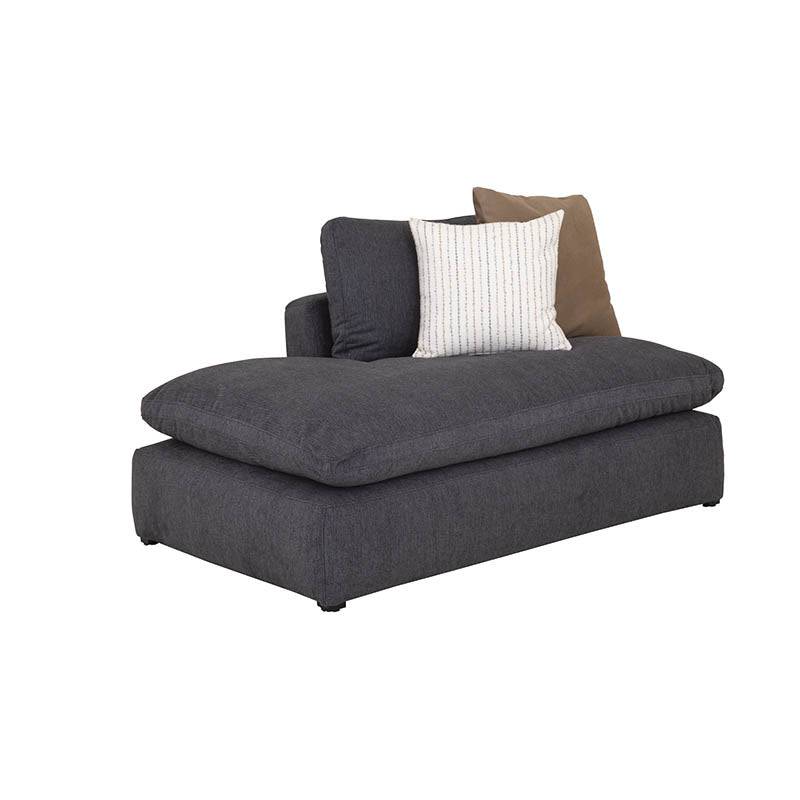 Módulo de sala Nube deurope.com.mx con sillón central y banca, tapizado en tela con textura suave, estructura de madera de pino.
