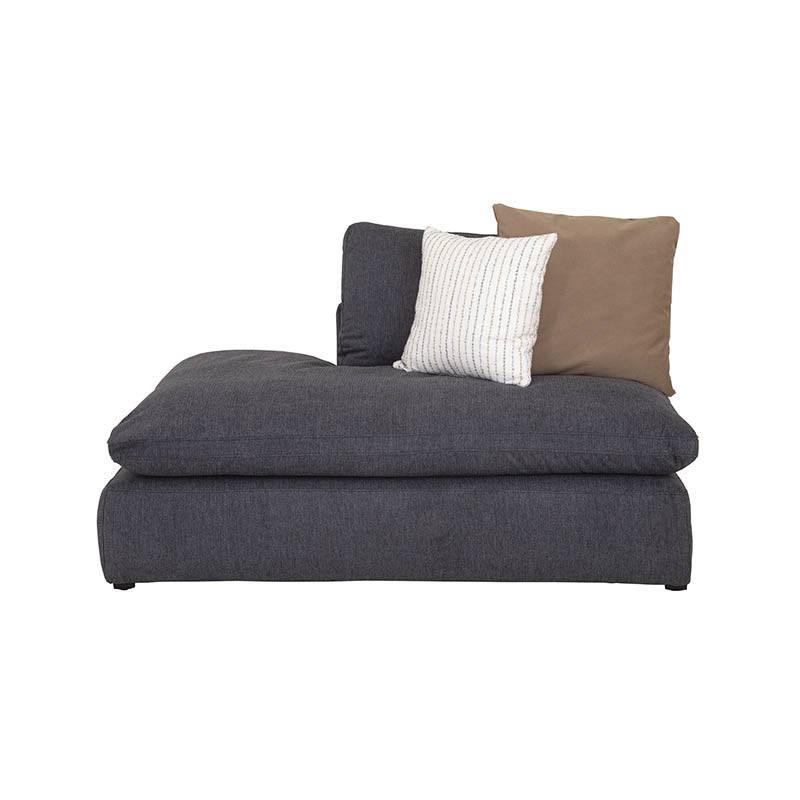 Módulo de sala Nube deurope.com.mx, sillón central con banca en tela beige, estructura de madera de pino y textura suave.