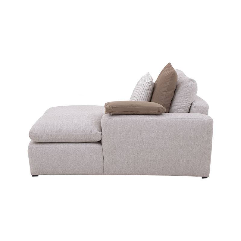 Sala Nube Chaise deurope.com.mx en tela beige con estructura de madera de pino, vista frontal, dimensiones 173 cm de fondo.